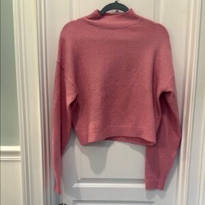 Lost + Wander Pink Cowl Neck Cropped Sweater